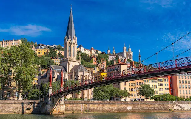 The old town of Lyon seen from the hill of Fourvière